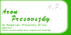 aron presovszky business card